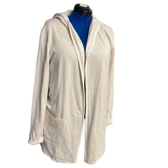 TAHARI Cardigan Ivory/Cream Hooded Long Sleeves Size XL - Picture 1 of 11